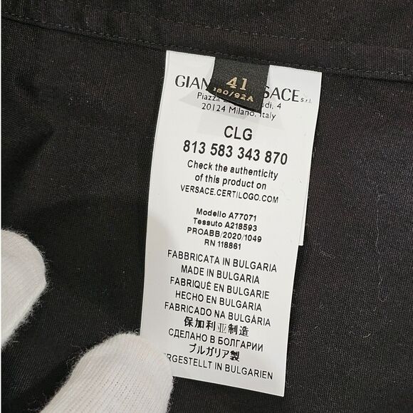 Versace Button Down Shirt in Black Slim Fit 41 (XL) NWOT - Picture 4 of 5